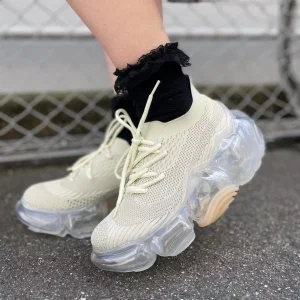 2025 New Japanese Air Cushion Women Chunky Sneakers Knitted Mesh Heightening Jelly Casual Sports Shoes High Quality Luxury Y2k